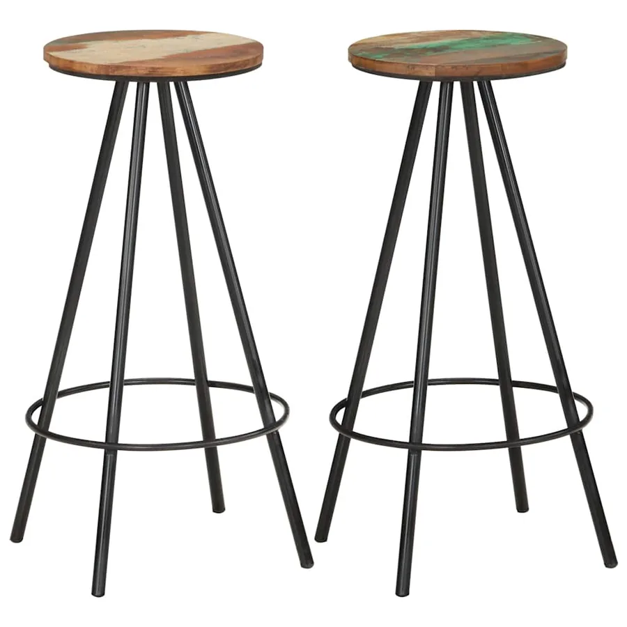 Tabourets de bar lot de 2 bois massif de récupération