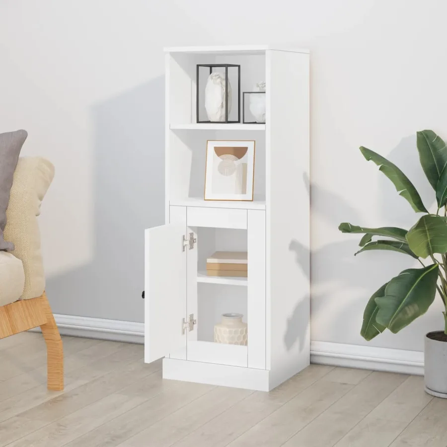 Buffet haut blanc 36x35,5x103,5 cm bois d'ingénierie - 3