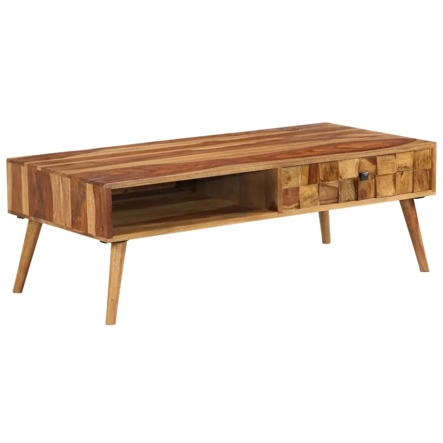 Table basse Bois massif avec finition miel 110x50x37 cm - 13