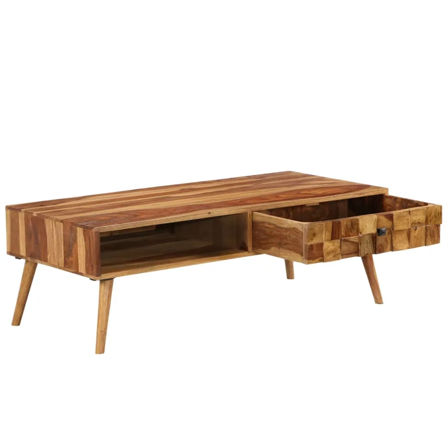Table basse Bois massif avec finition miel 110x50x37 cm - 3