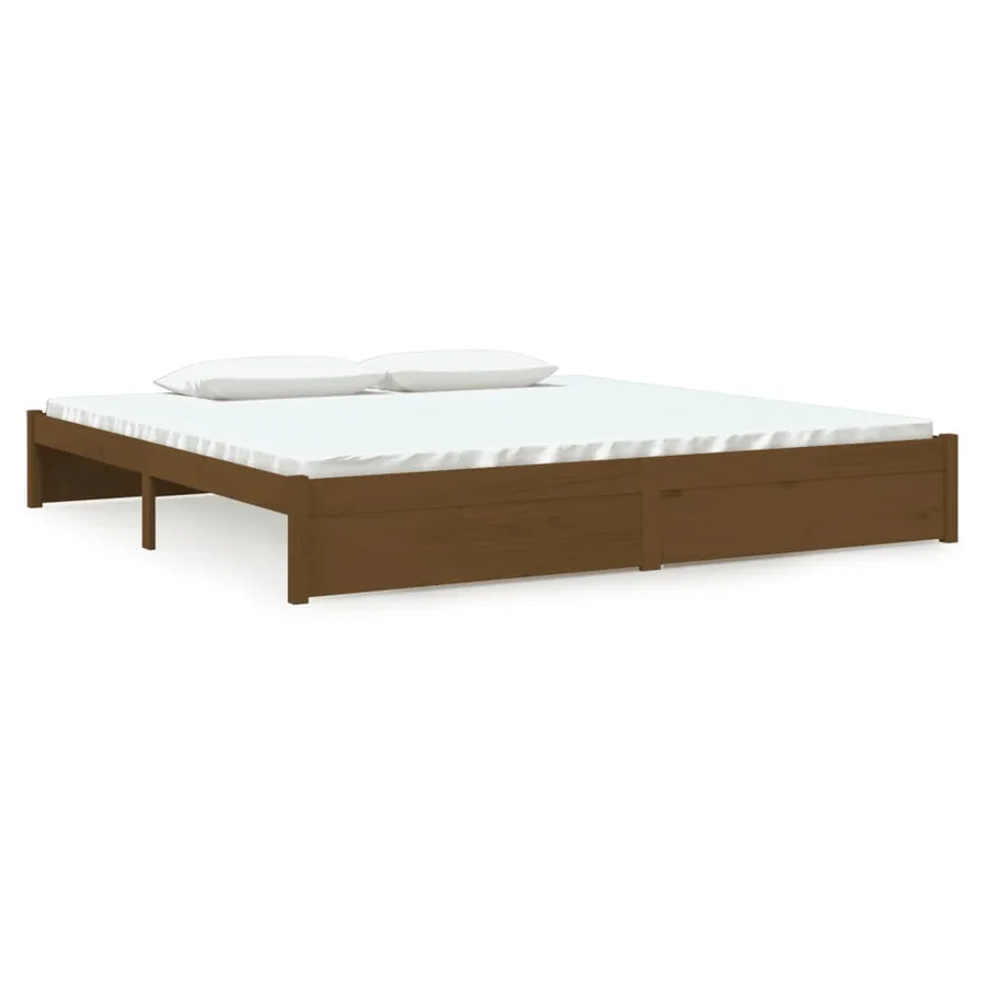 Cadre de lit sans matelas marron miel bois massif 200x200 cm - 2
