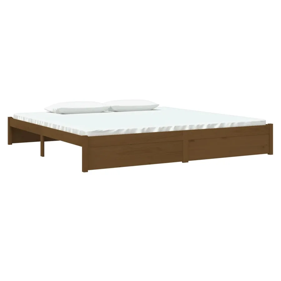 Cadre de lit sans matelas marron miel bois massif 200x200 cm - 3