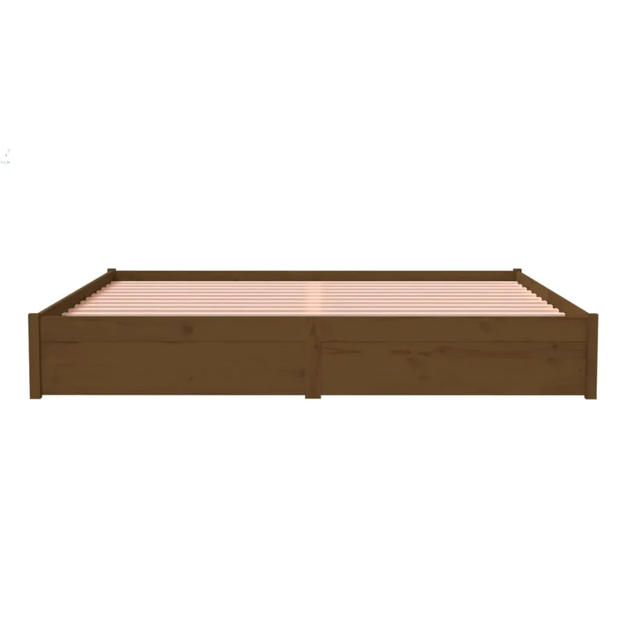 Cadre de lit sans matelas marron miel bois massif 200x200 cm - 5