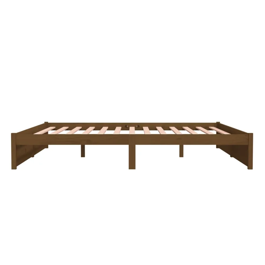 Cadre de lit sans matelas marron miel bois massif 200x200 cm - 6