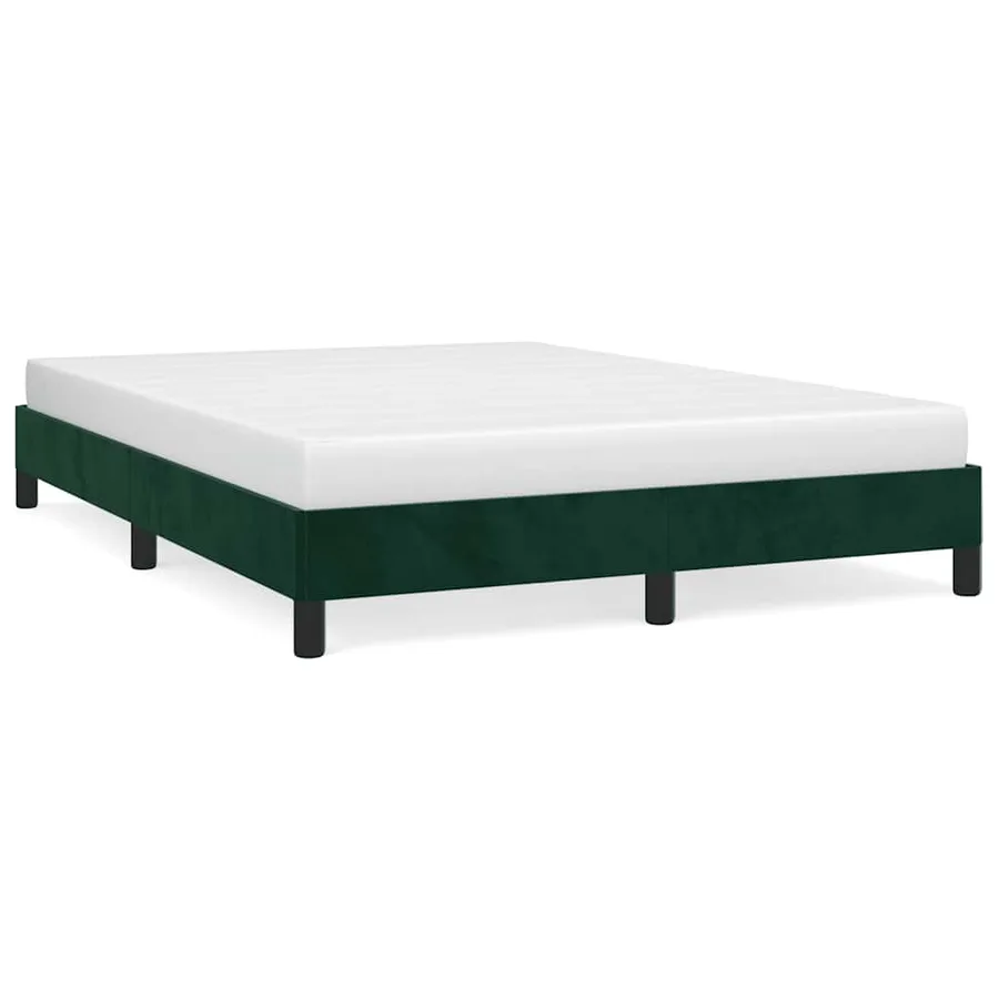 Cadre de lit sans matelas vert foncé 140x200 cm velours - 2