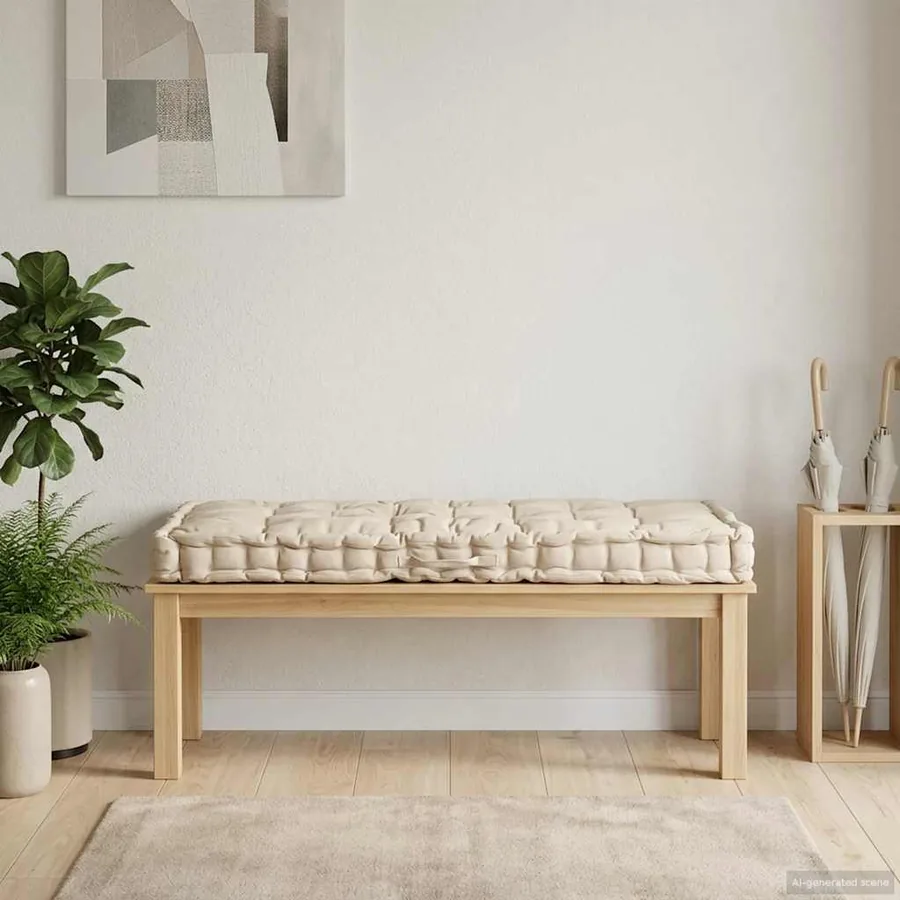 Coussin de plancher de palette Coton 120x80x10 cm Beige