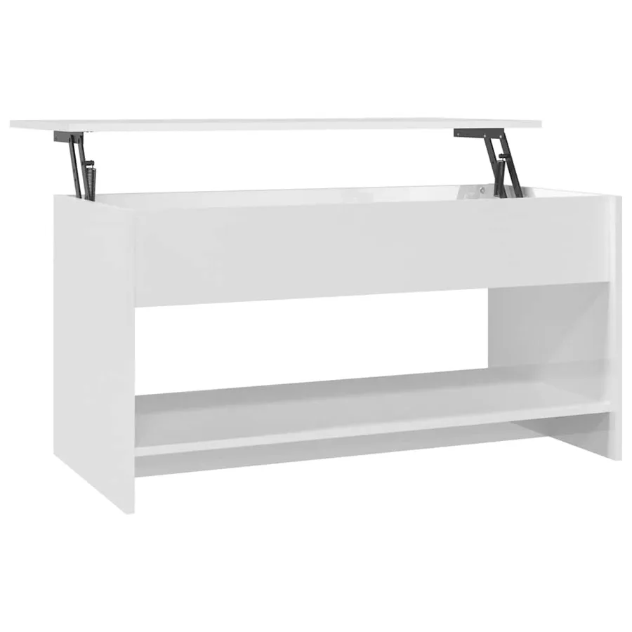 Table basse blanc brillant 102x50x52,5 cm bois d'ingénierie - 2