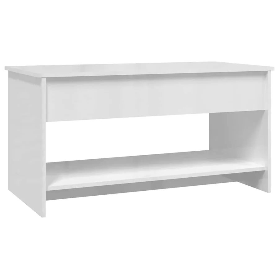 Table basse blanc brillant 102x50x52,5 cm bois d'ingénierie - 5