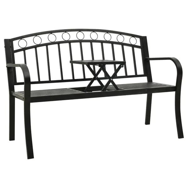 Banc de jardin avec table Noir 120 cm Acier