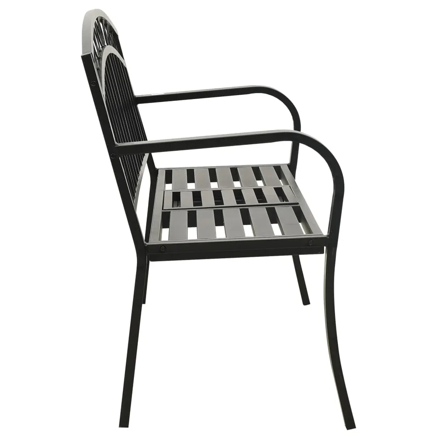 Banc de jardin avec table Noir 120 cm Acier - 4