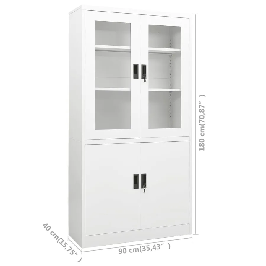 Armoire de bureau Blanc 90x40x180 cm Acier - 8