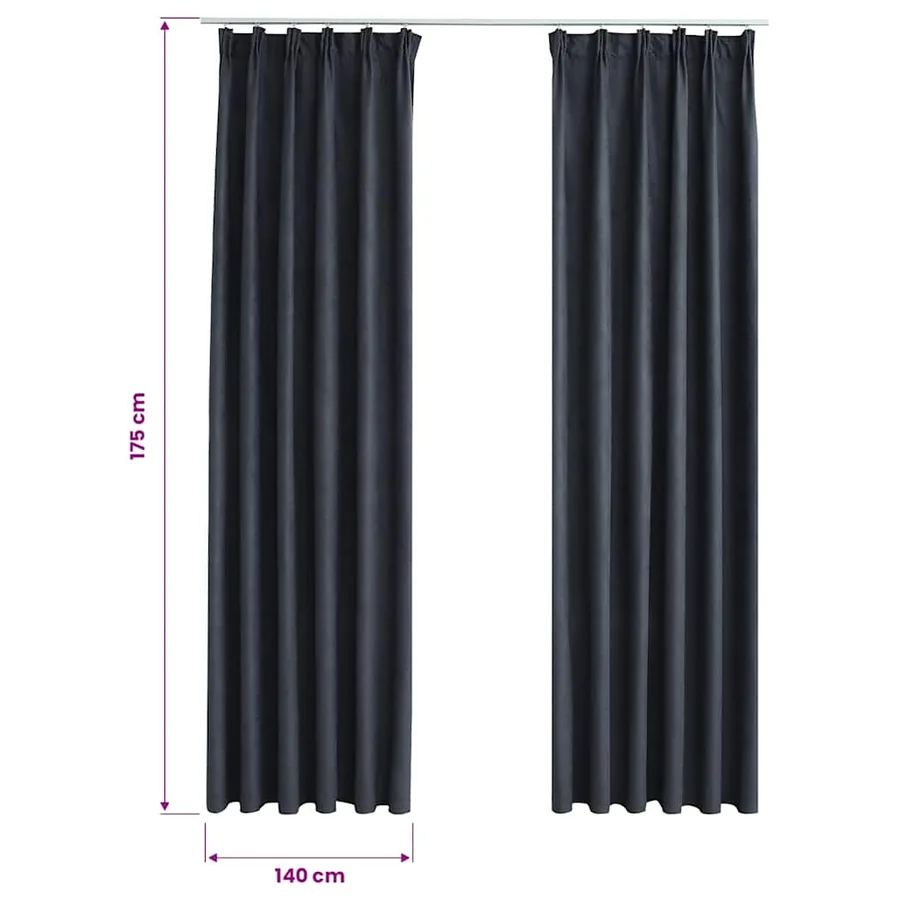 Rideaux occultants avec crochets 2 pcs Anthracite 140x175 cm - 7