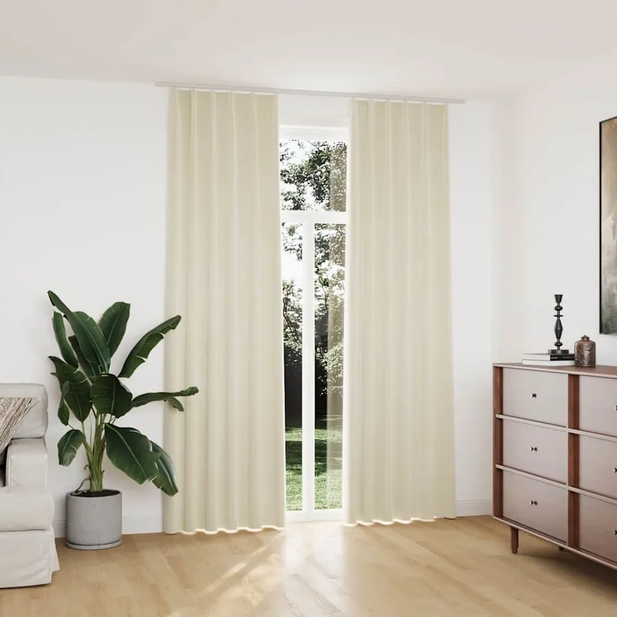 Rideaux occultants avec crochets 2 pcs Velours Crème 140x245 cm