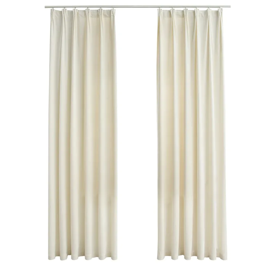 Rideaux occultants avec crochets 2 pcs Velours Crème 140x245 cm - 2