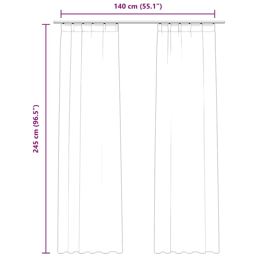 Rideaux occultants avec crochets 2 pcs Velours Crème 140x245 cm - 7