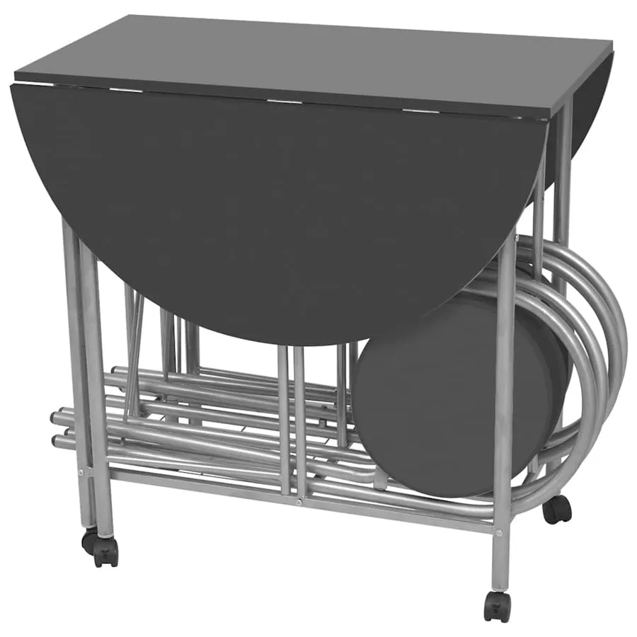Ensemble de salle à manger pliable 5 pièces MDF noir - 5