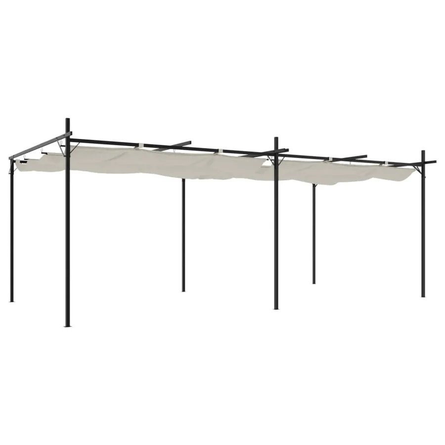 Pergola avec toit rétractable crème 589x292x230 cm - 2