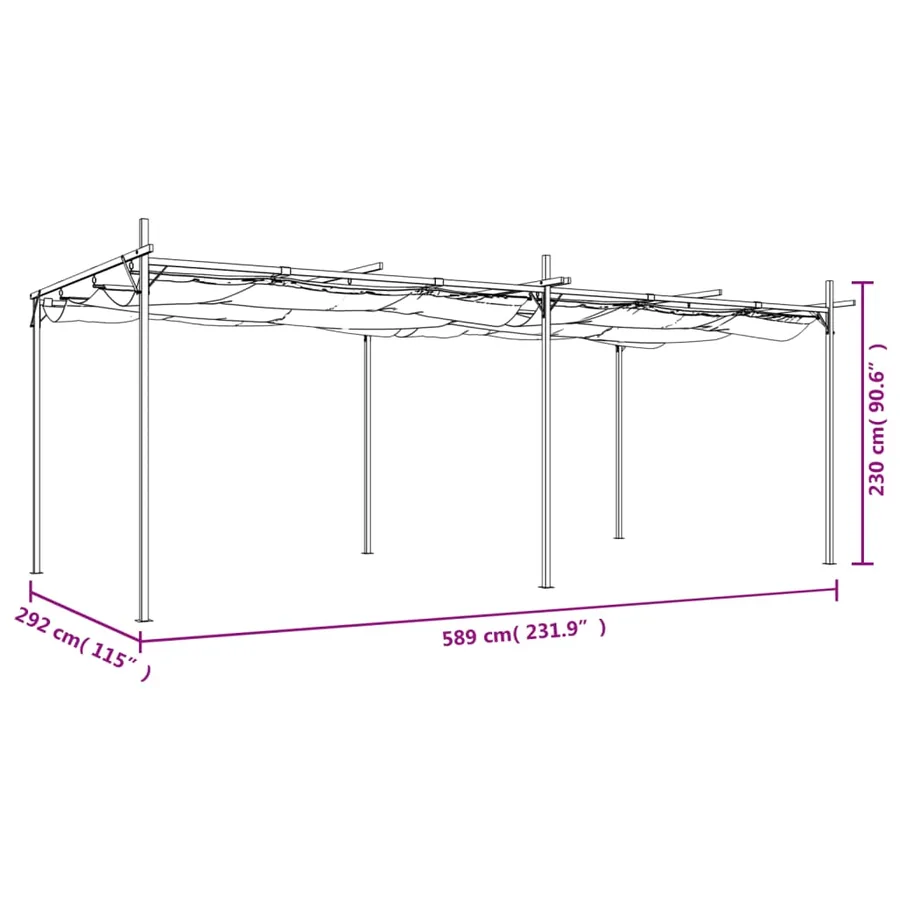 Pergola avec toit rétractable crème 589x292x230 cm - 8