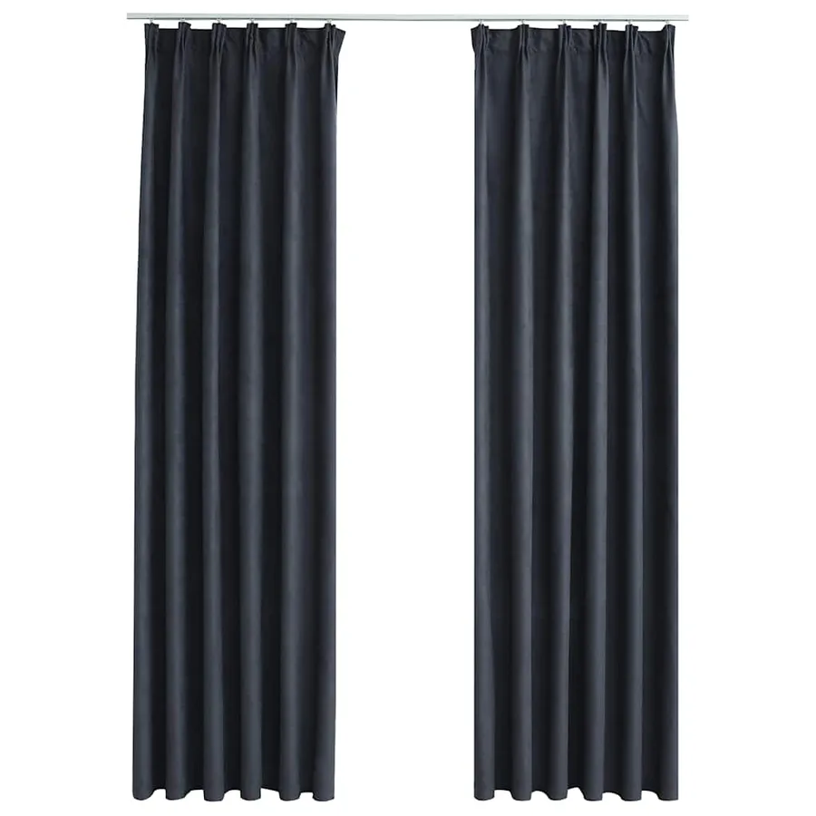 Rideaux occultants avec crochets 2 pcs Anthracite 140x245 cm - 2