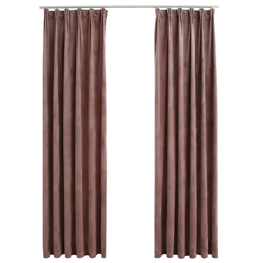 Rideau occultant et crochet 2pcs Velours Rose antique 140x245cm - 2