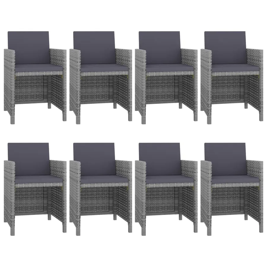 Ensemble à manger d'extérieur avec coussins 9pcs résine tressée - 2