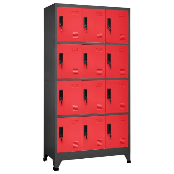 Armoire à casiers Anthracite et rouge 90x45x180 cm Acier
