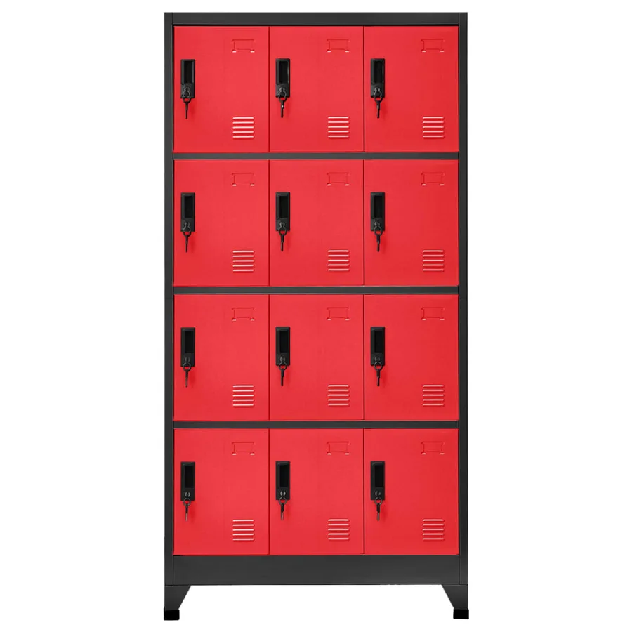 Armoire à casiers Anthracite et rouge 90x45x180 cm Acier - 2
