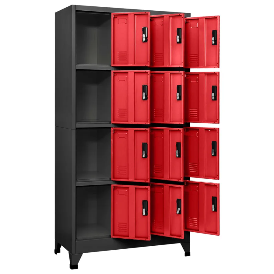 Armoire à casiers Anthracite et rouge 90x45x180 cm Acier - 3