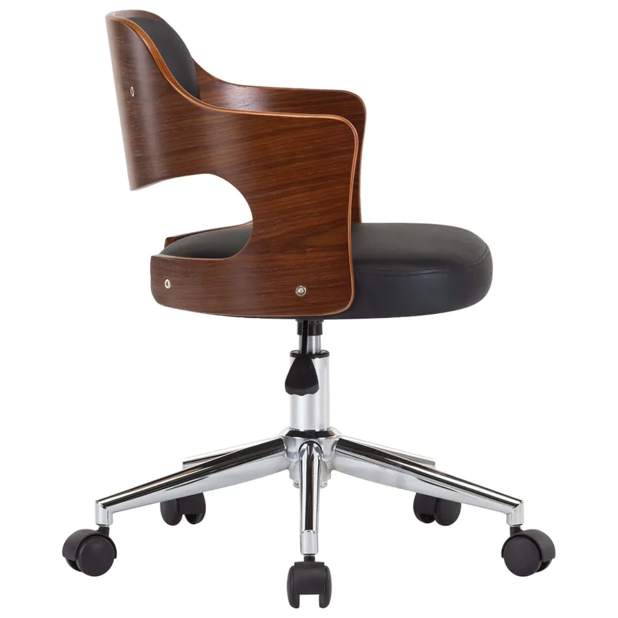 Chaise pivotante à manger Noir Bois courbé et similicuir - 5