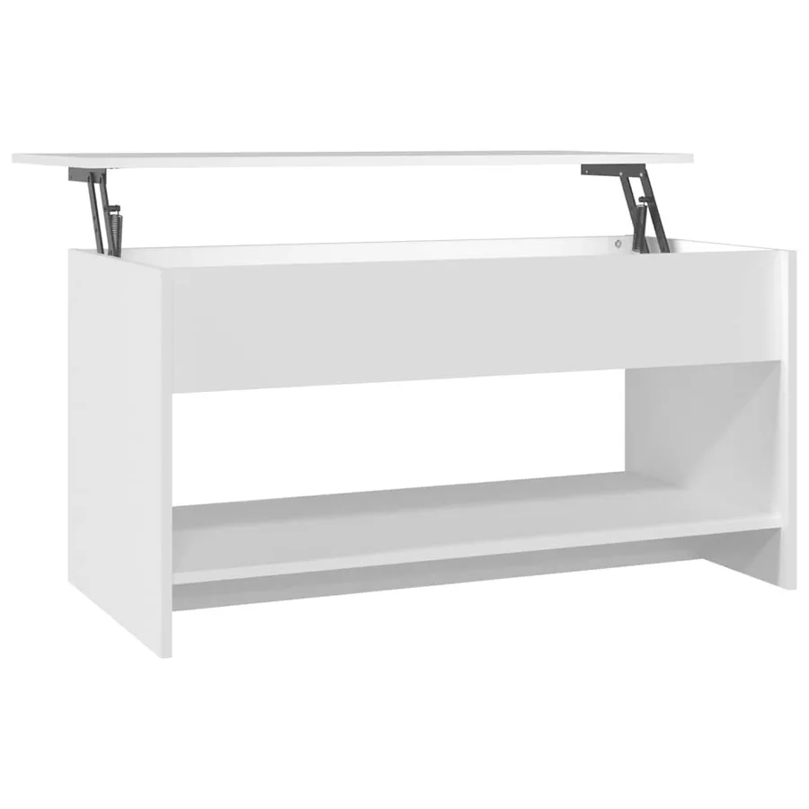 Table basse blanc 102x50x52,5 cm bois d'ingénierie - 2