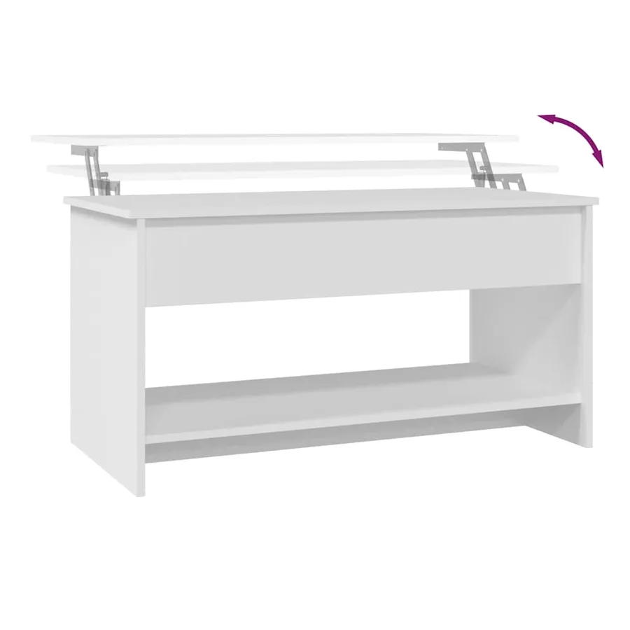 Table basse blanc 102x50x52,5 cm bois d'ingénierie - 8