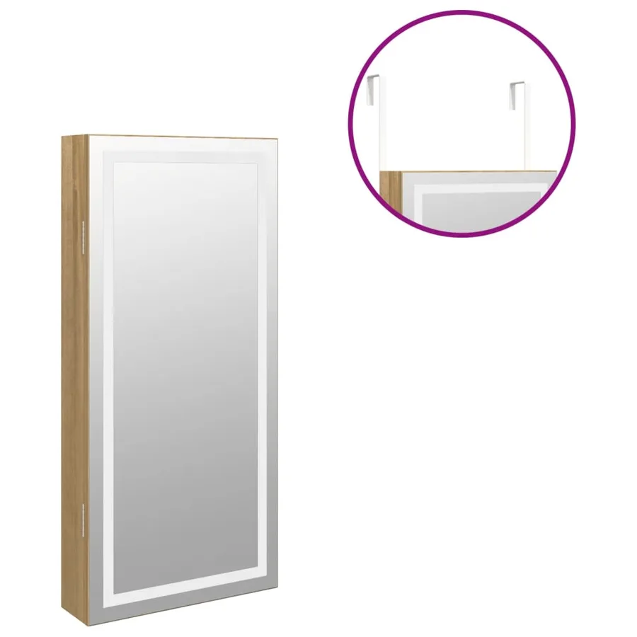 Armoire à bijoux avec miroir et éclairage LED mural - 9