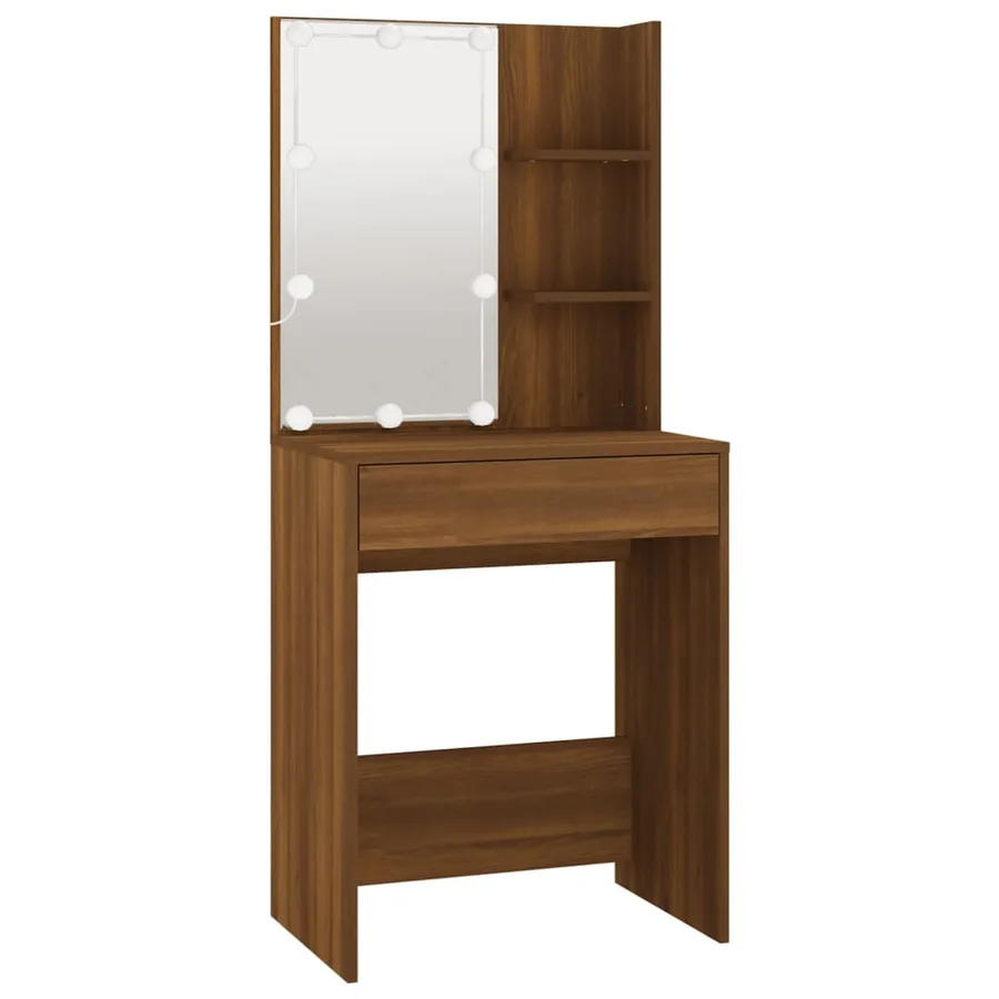 Ensemble de coiffeuse avec LED Chêne marron Bois d'ingénierie - 8