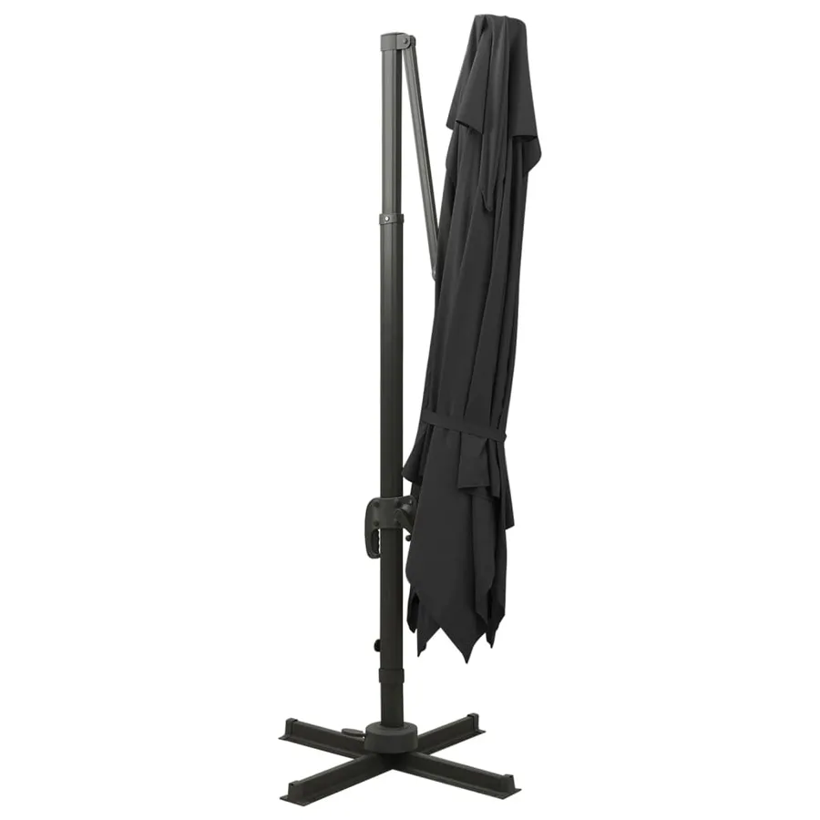 Parasol de jardin en porte-à-faux avec double toit noir - 7