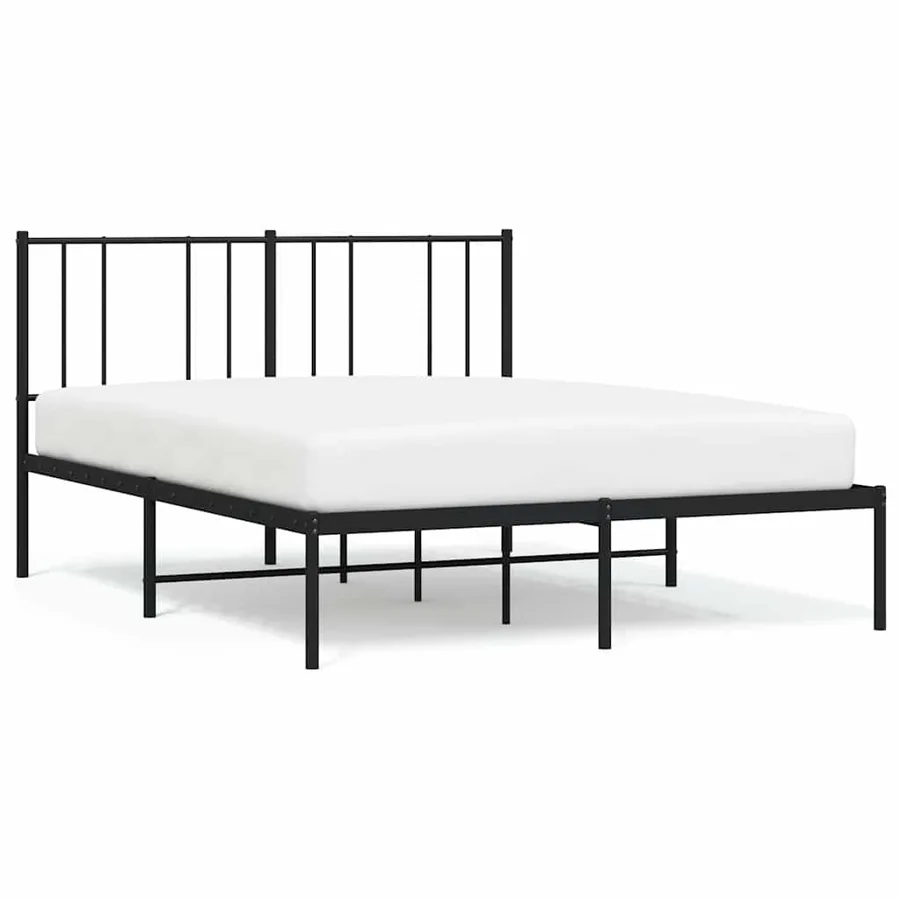 Cadre de lit métal sans matelas avec tête de lit noir 140x200cm - 2