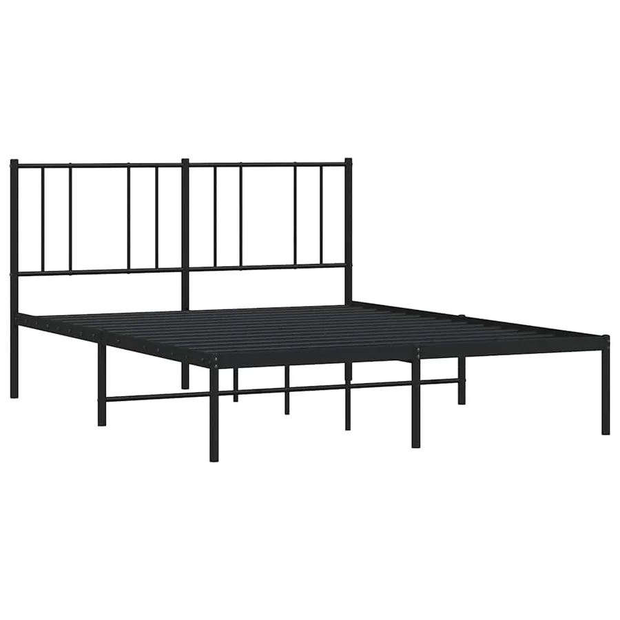 Cadre de lit métal sans matelas avec tête de lit noir 140x200cm - 3