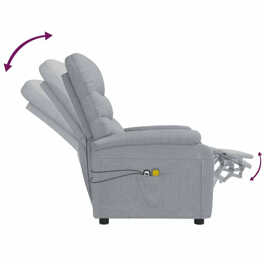 Fauteuil électrique de massage Gris clair Tissu - 8