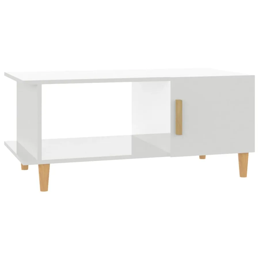 Table basse Blanc brillant 90x50x40 cm Bois d'ingénierie - 2