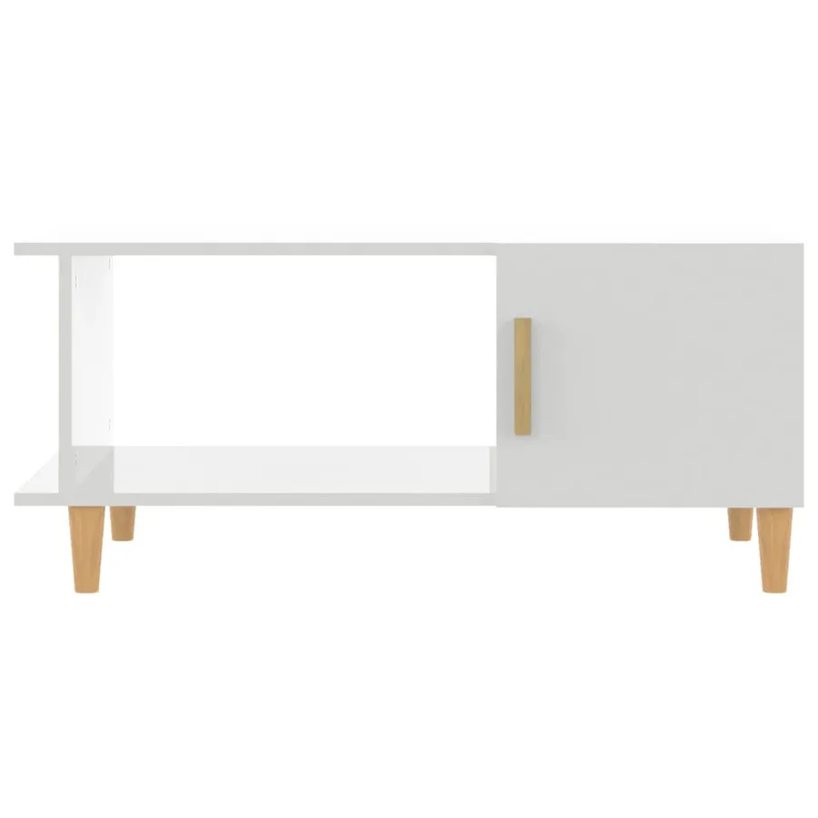 Table basse Blanc brillant 90x50x40 cm Bois d'ingénierie - 6