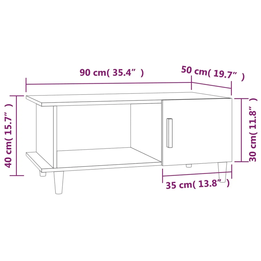 Table basse Blanc brillant 90x50x40 cm Bois d'ingénierie - 9