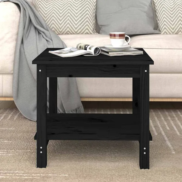 Table basse Noir 50x50x45 cm Bois massif de pin