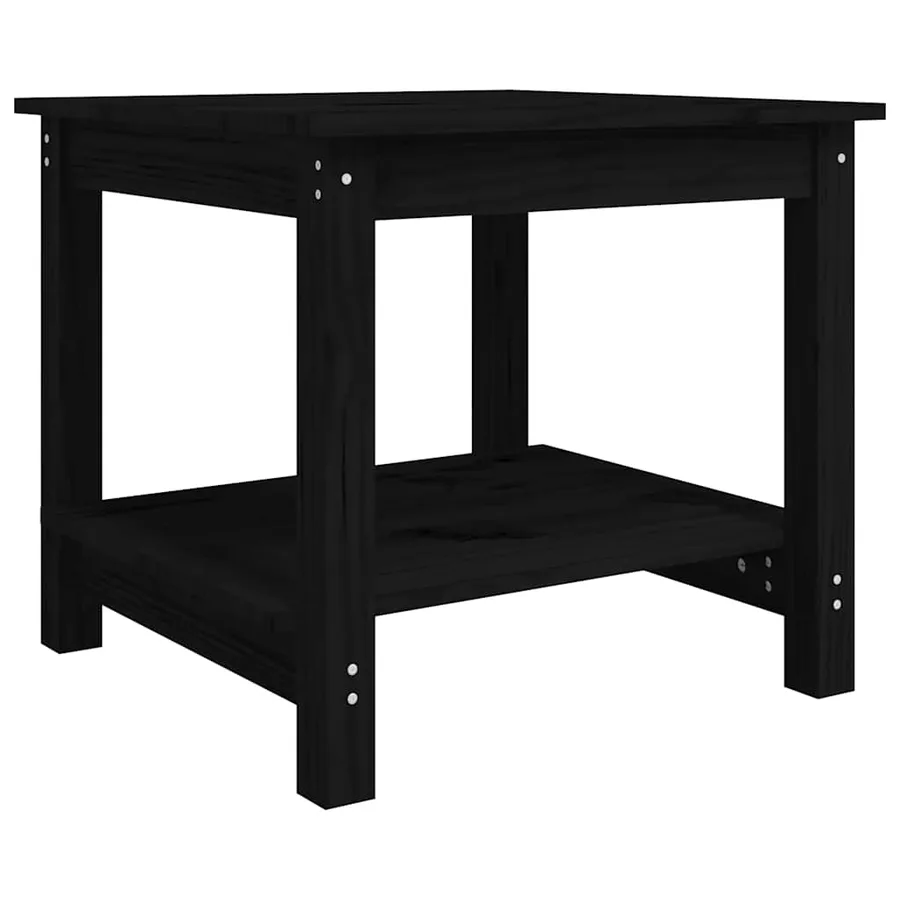 Table basse Noir 50x50x45 cm Bois massif de pin - 2