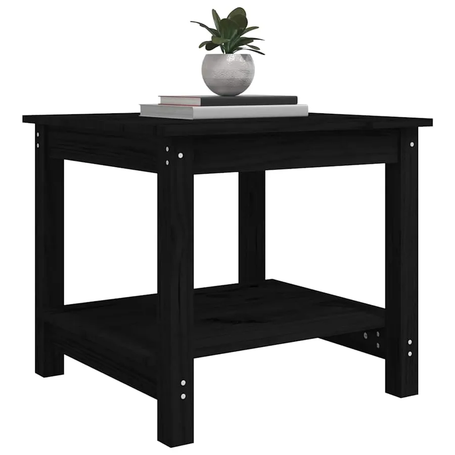 Table basse Noir 50x50x45 cm Bois massif de pin - 4
