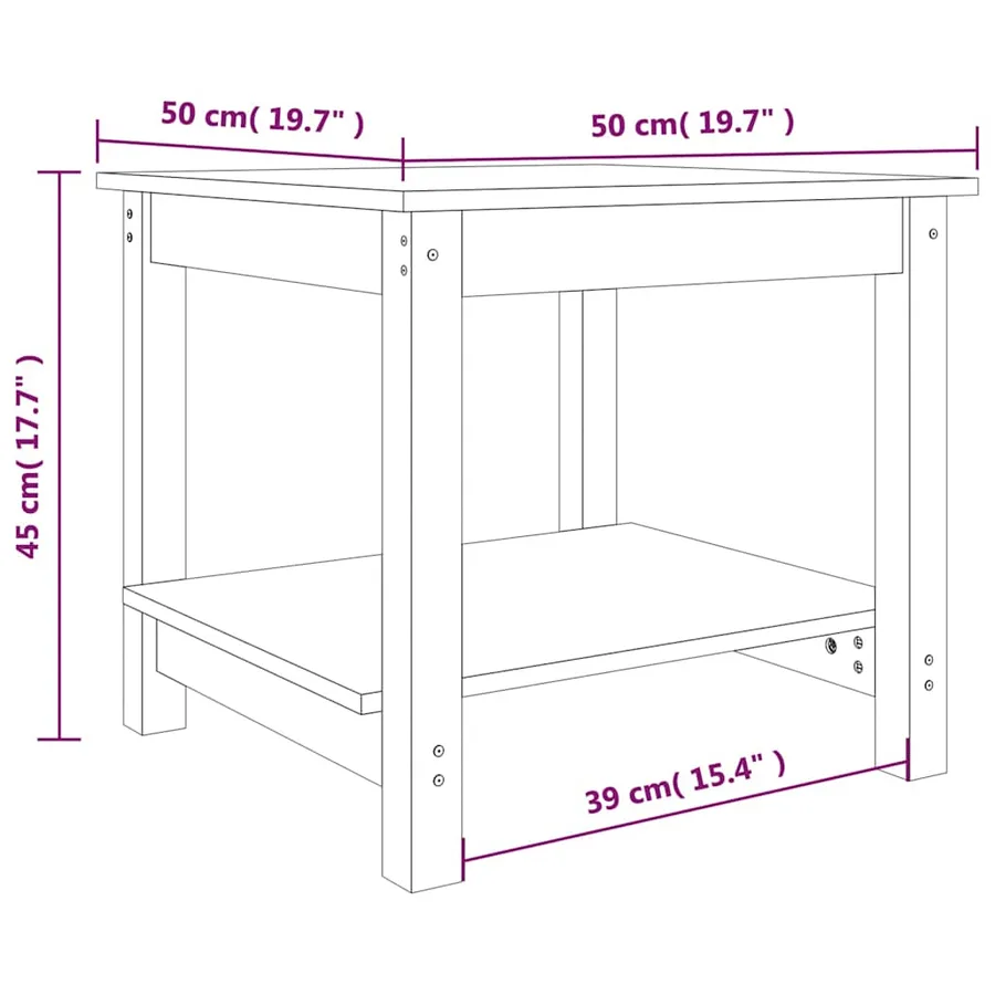 Table basse Noir 50x50x45 cm Bois massif de pin - 7