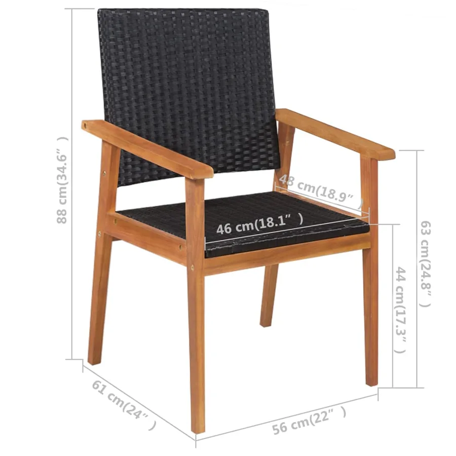 Ensemble à manger d'extérieur 5 pcs Résine tressée Noir marron - 6