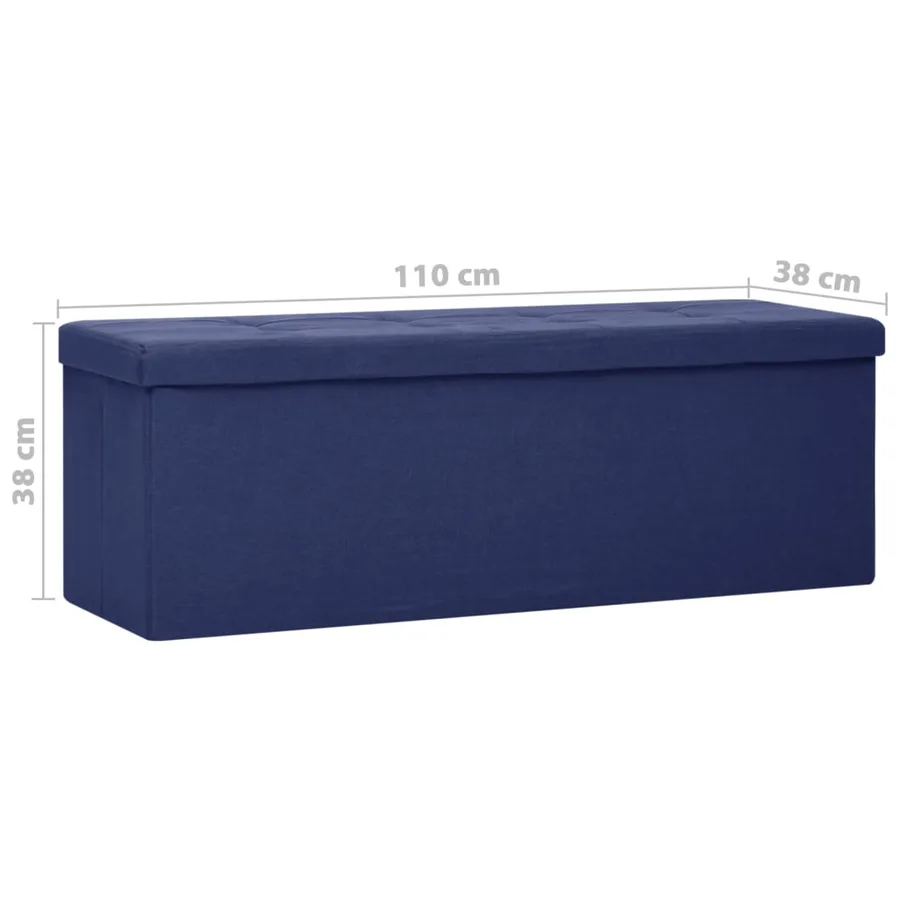 Banc de rangement pliable Bleu Faux lin - 8