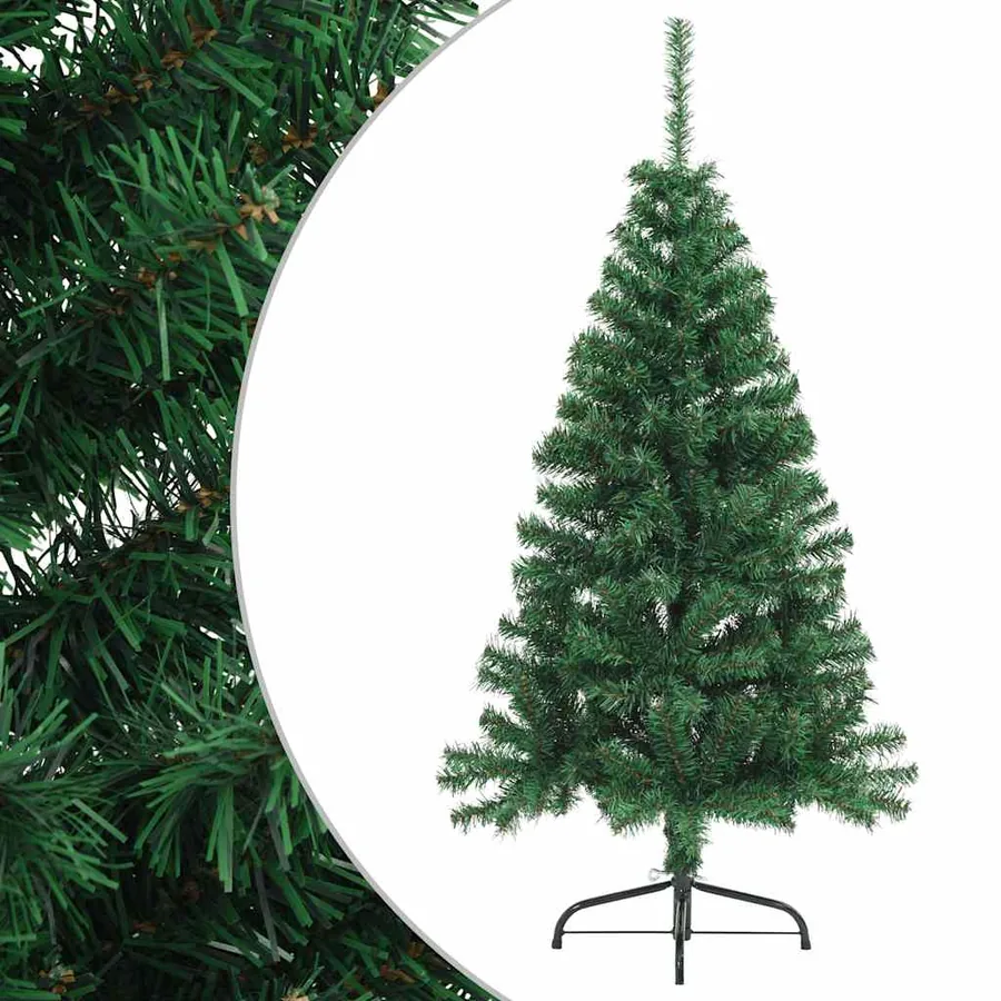 Sapin de Noël artificiel moitié avec support vert 120 cm PVC - 2