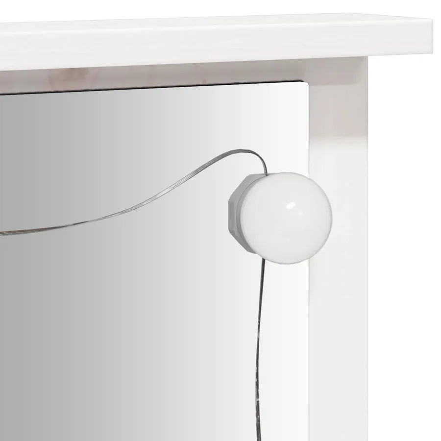 Ensemble de coiffeuse avec LED Blanc Bois de pin solide - 14