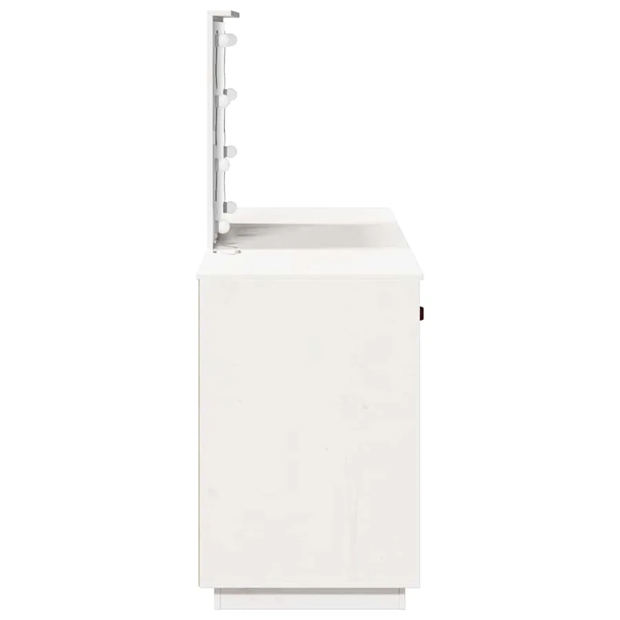 Ensemble de coiffeuse avec LED Blanc Bois de pin solide - 6