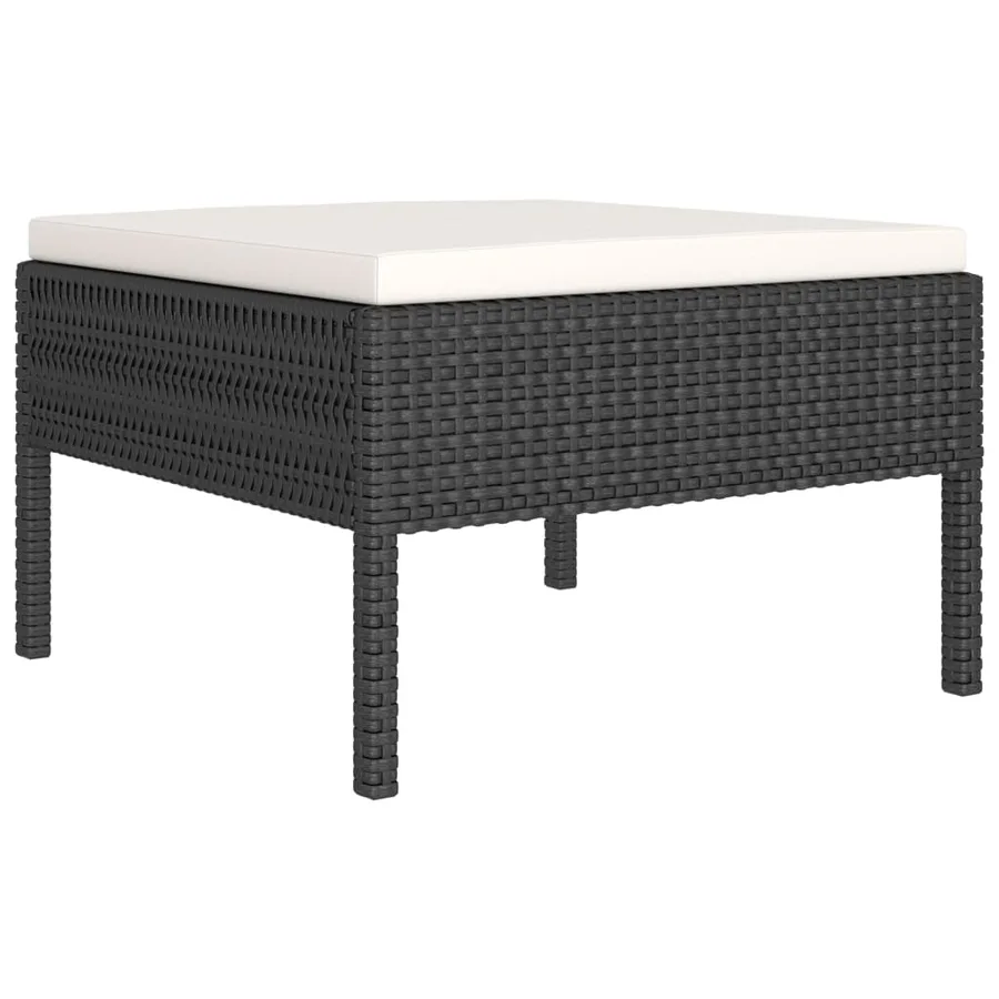 Salon de jardin 6 pcs avec coussins résine tressée noir - 5